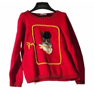 Vintage Mulberry St. Red Cotton Knit Horse Applique Lasso Sweater-6x